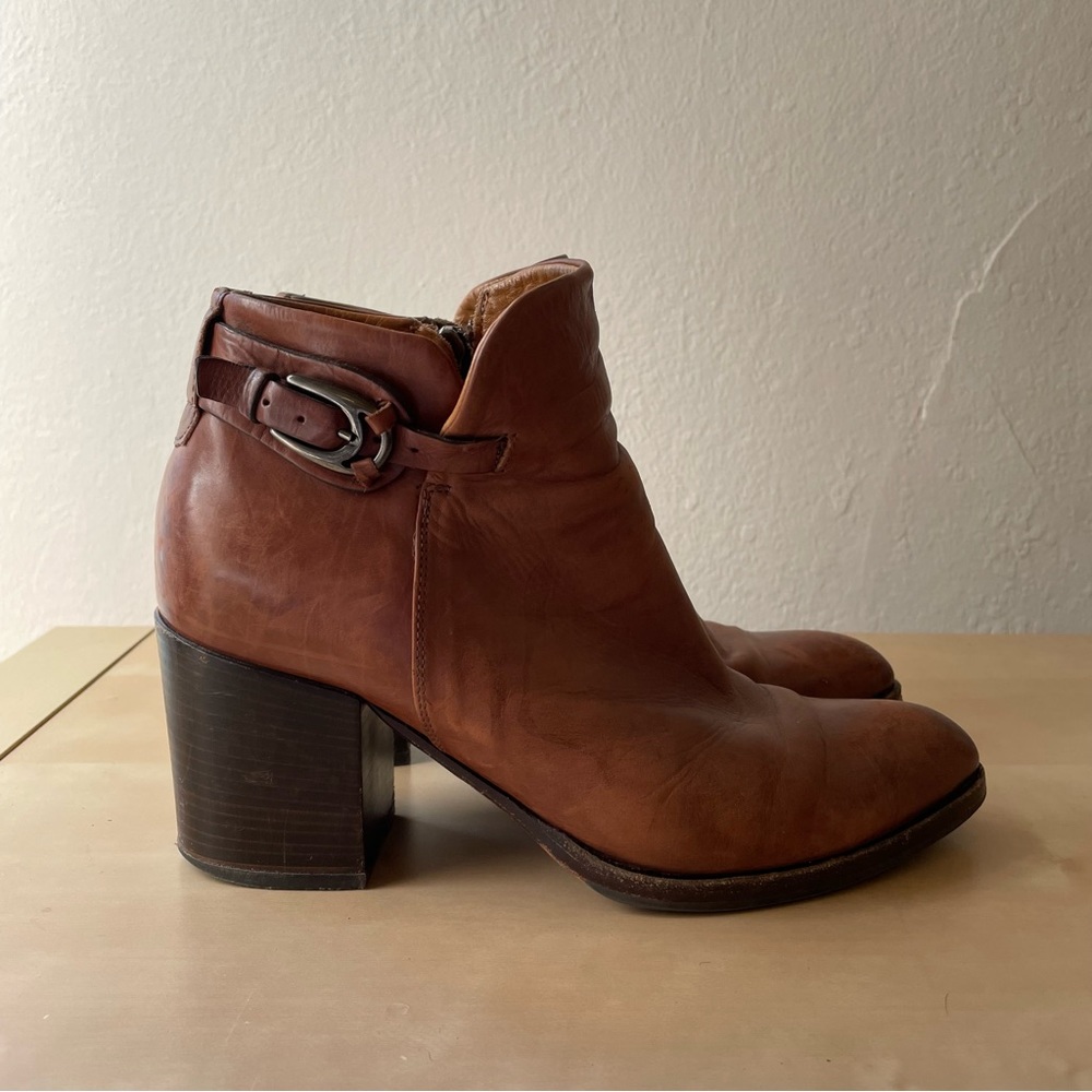Alberto Fermani Cognac Leather Ankle Boots - Sz 38
